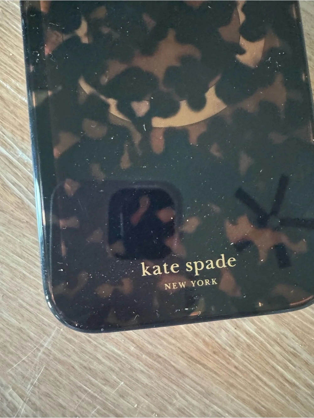 kate spade Black and Brown Tortoiseshell and silver glitter style iPhone Case